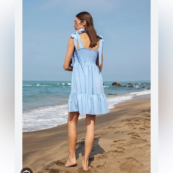XiRENA Lori Blue Smocked Tiered Sundress Womens Light Blue Size S - Picture 2 of 10
